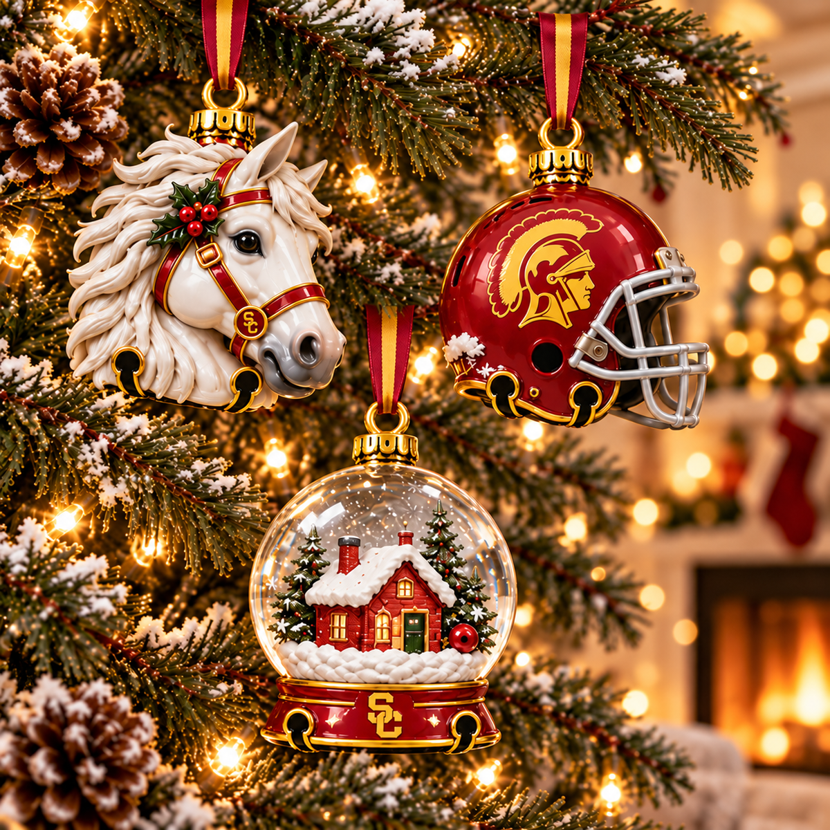 Premium USC Christmas Bell Ornament PVNA