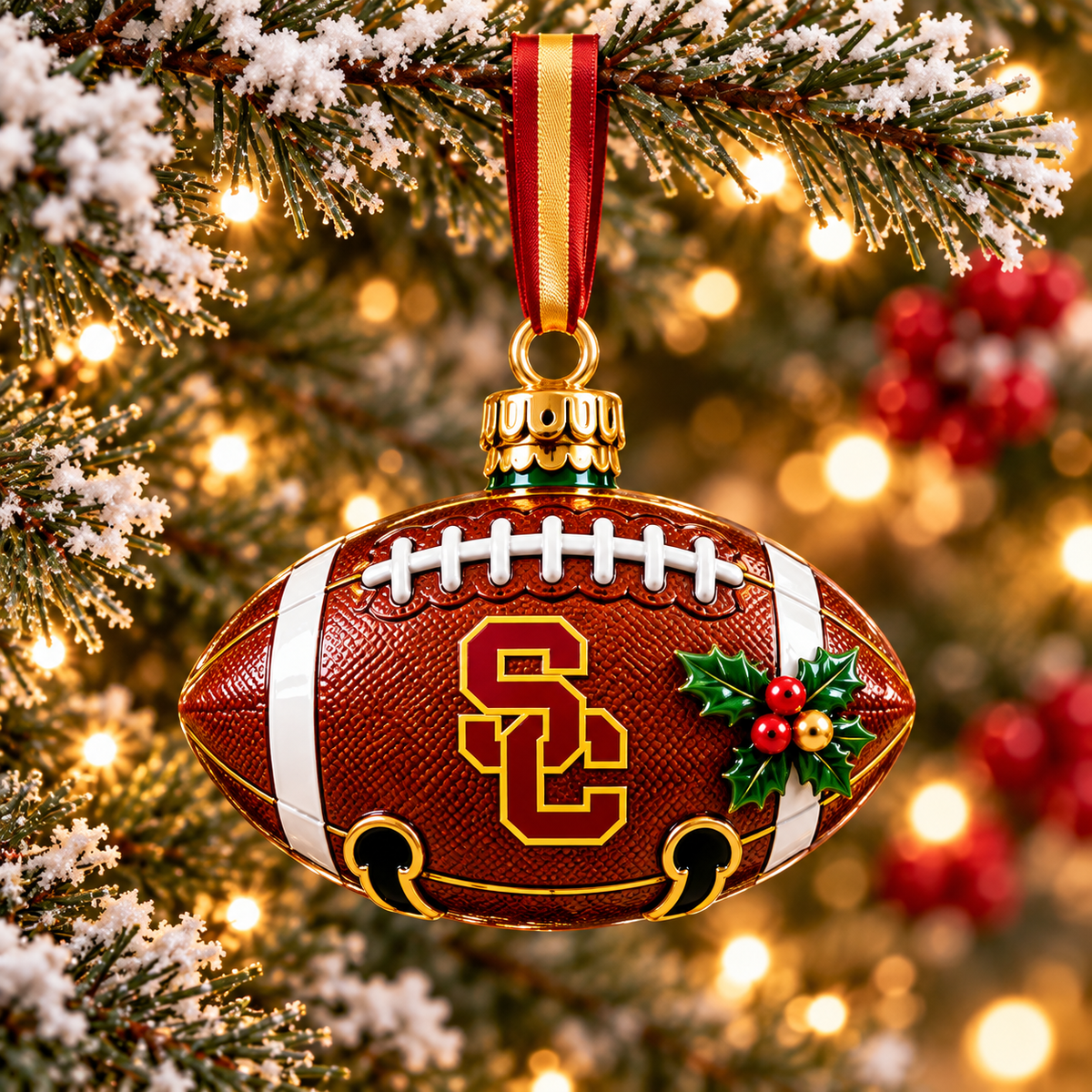 Premium USC Christmas Bell Ornament PVNA