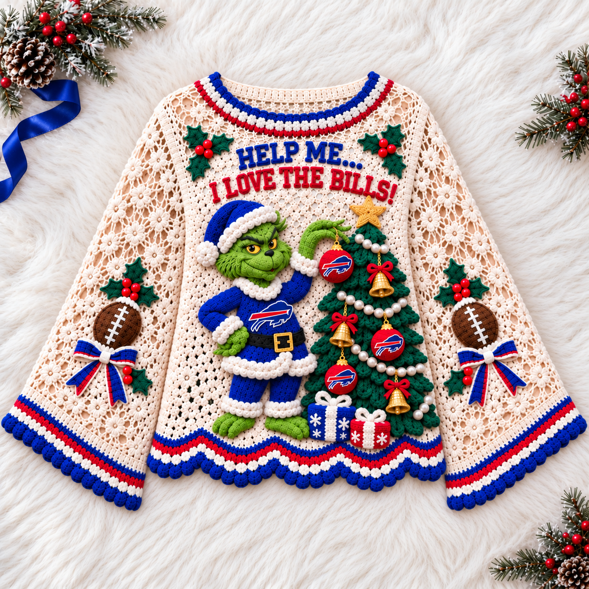 BFBL Women’s Premium Christmas Bell-Sleeve Sweater TMH