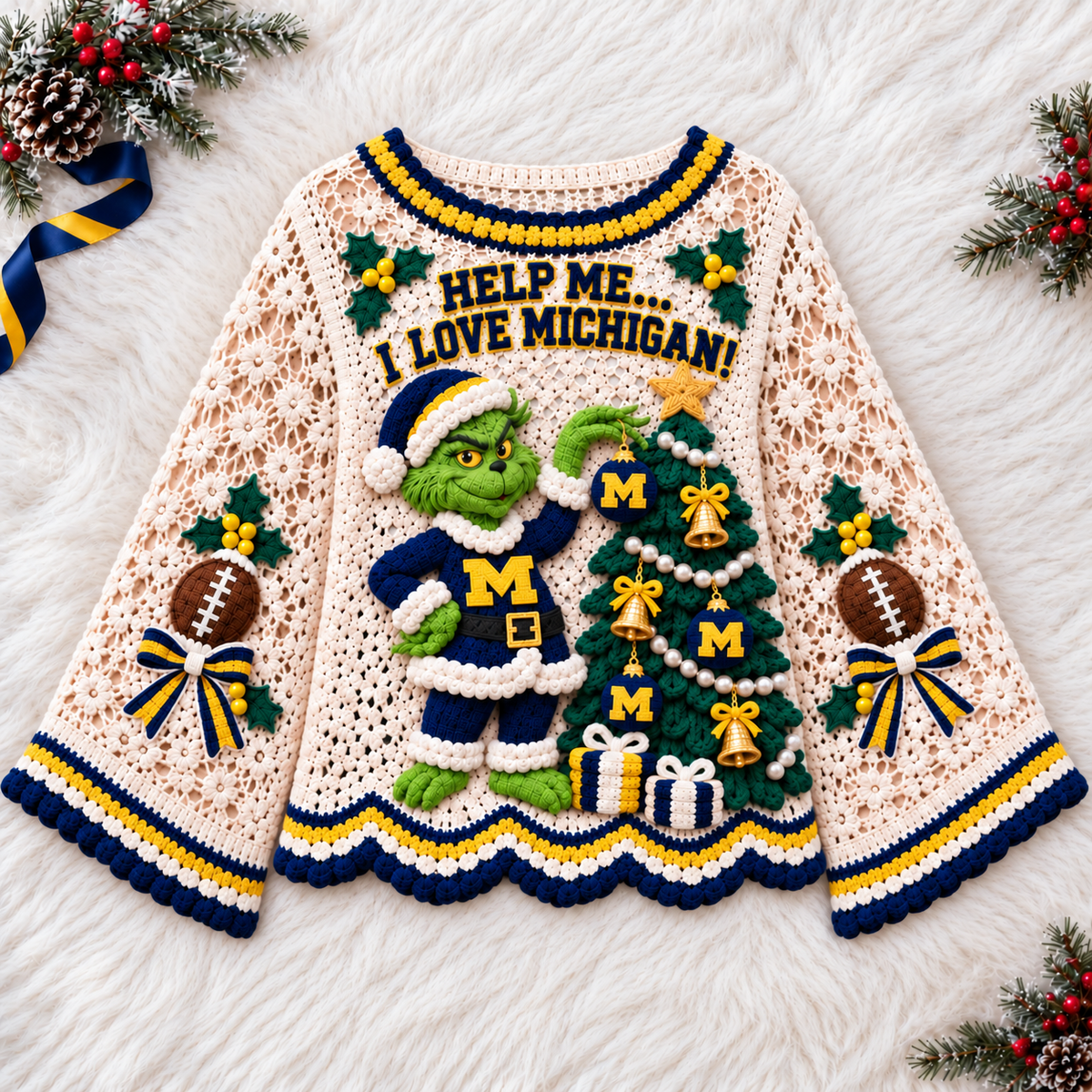 MWR Women’s Premium Christmas Bell-Sleeve Sweater TMH
