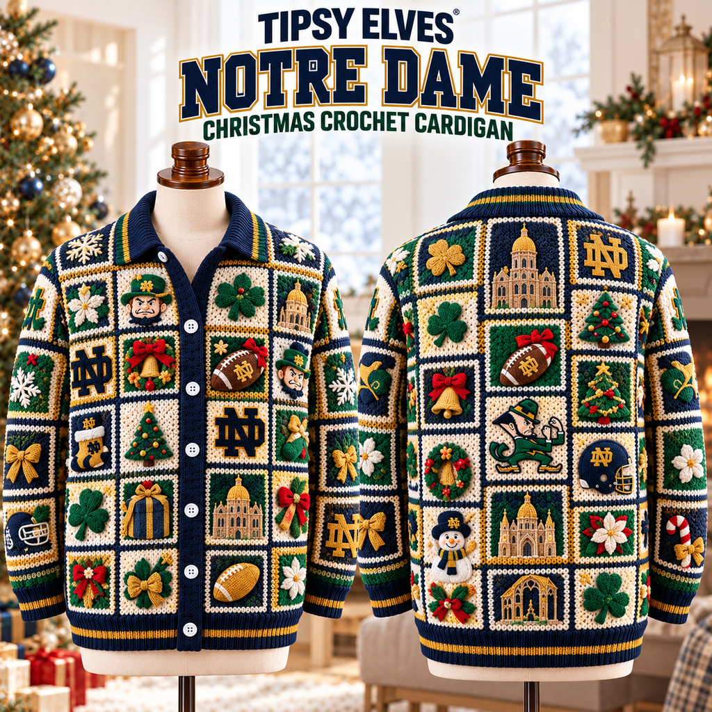 NDFI Premium 3D Christmas Crochet Patchwork Cardigan NTNA