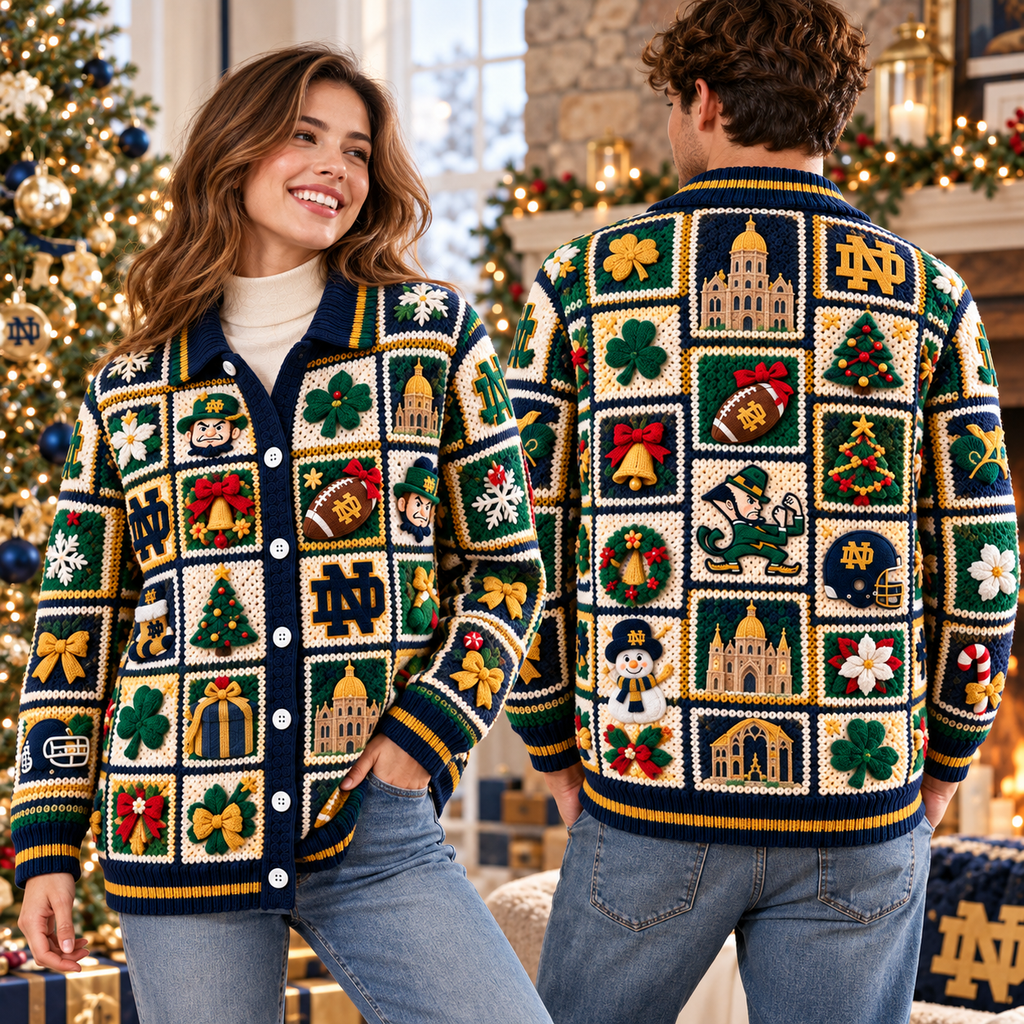 NDFI Premium 3D Christmas Crochet Patchwork Cardigan NTNA