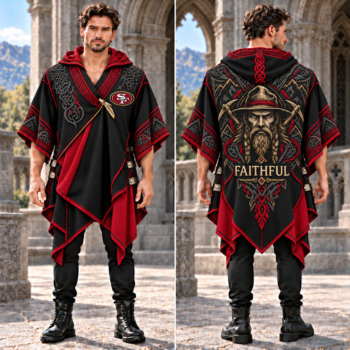 SF49 Gothic Viking Hooded Poncho PNPA