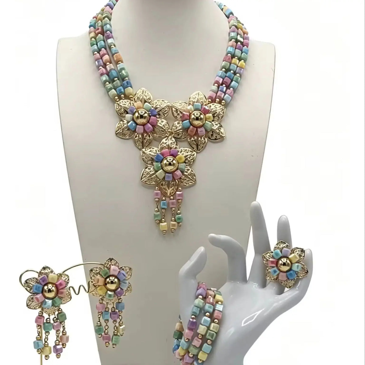 Coral Beads Jewelry Set Nigerian Wedding Bridal Gold Plated African Jewelry for Black Women
