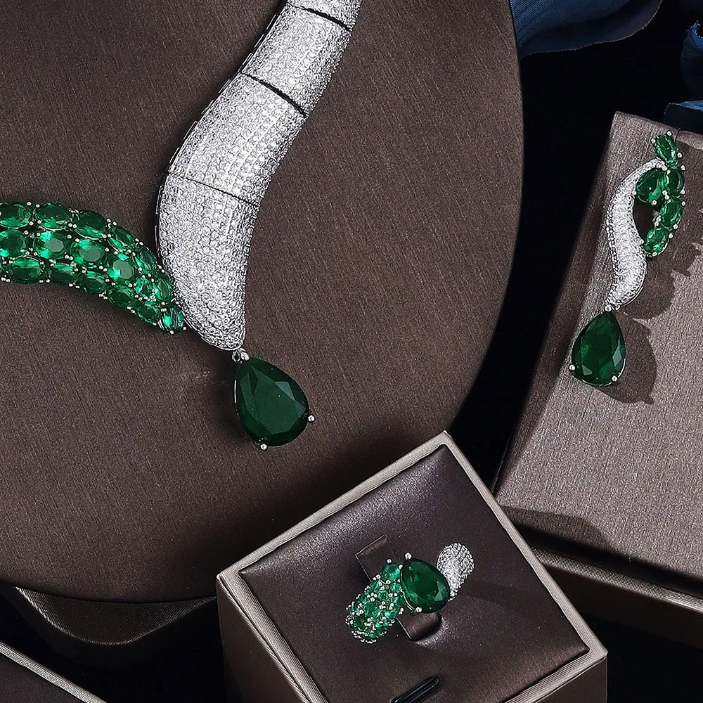 2024 New 4-piece Jewelry Set with Cubic Zirconia, Suitable for Women's Wedding Party Wedding Accessories Dubai, Saudi Arabia
