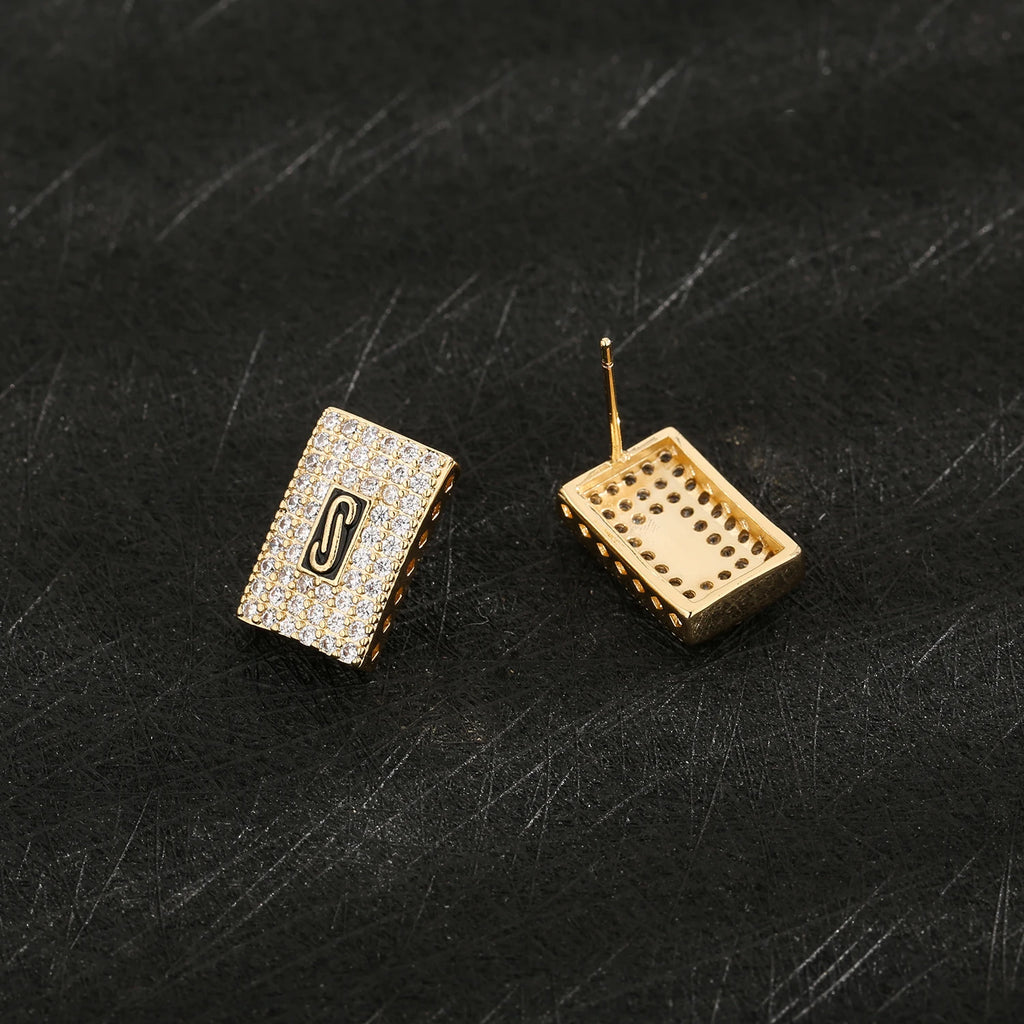 Women's Monaco earrings Weight: 15 grams, party, elegant, timeless, fashionable, shiny zircon earrings
